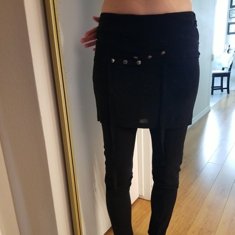 PATRIZIA PEPE Black Legging Pants With Skirt & Wrap Belts S/M